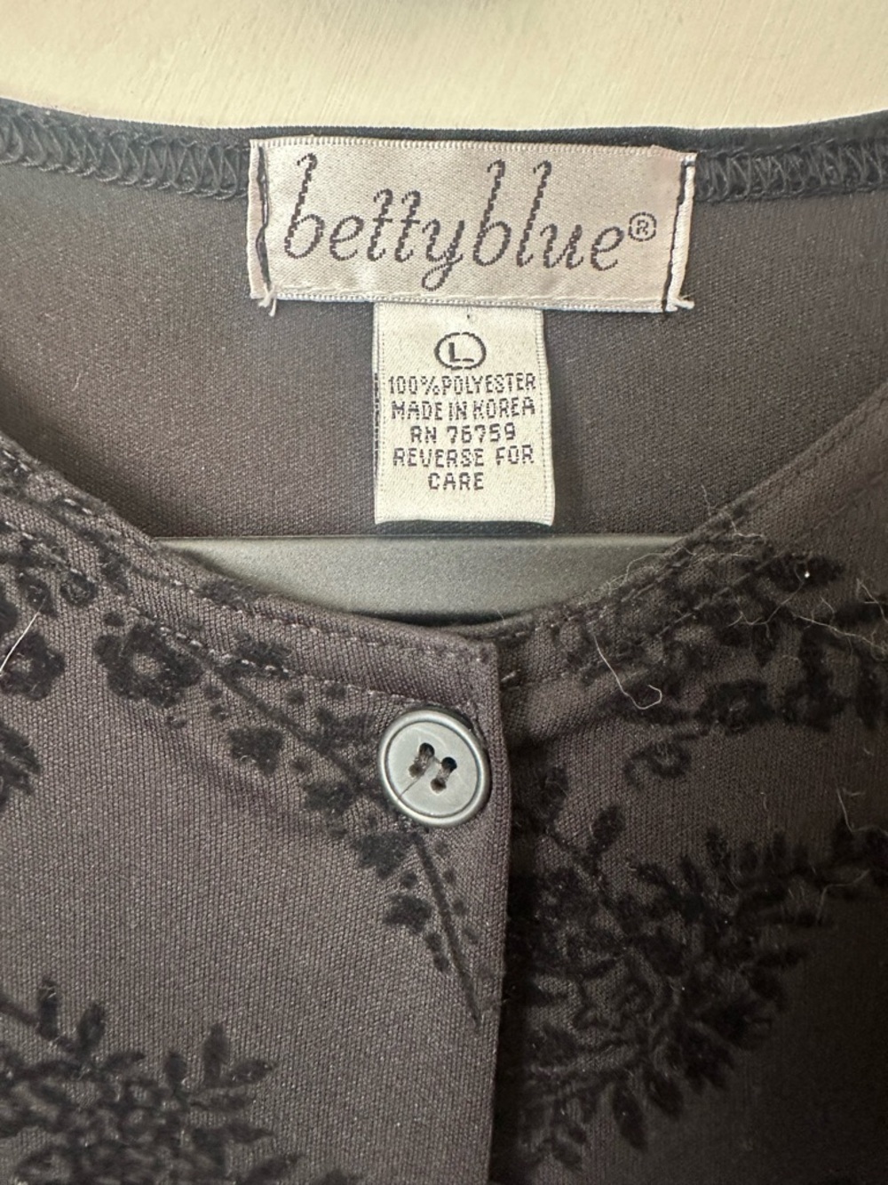 Betty Blue Black Floral-Pattern Button-Front Shirt - Picture 3 of 5